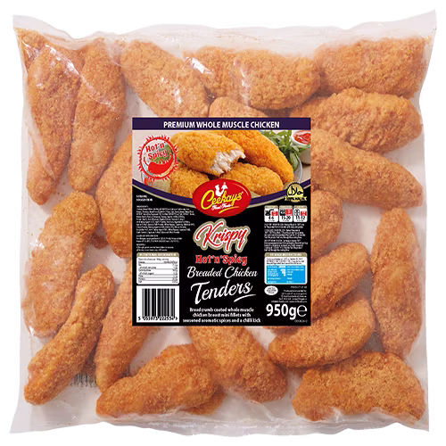 CK928J26 950g (LB) Krispy HotnSpicy Breaded Whole Muscle Chicken Tenders