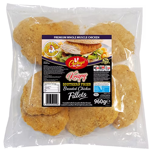 CK979K22 960g (LB) Krispy Southern Fried Breaded Whole Muscle Chicken Fillets