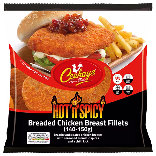 CK08QA5 1020g (PB) Hot’n’Spicy Breaded Chicken Breast Fillets