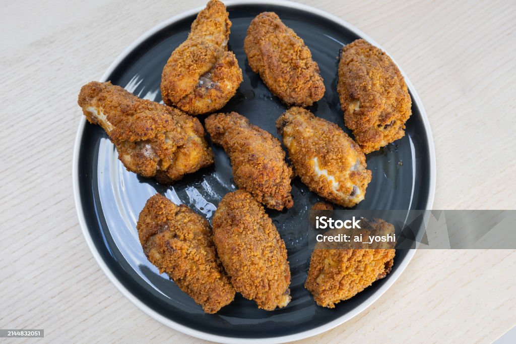 Delicious plate of fried chicken.